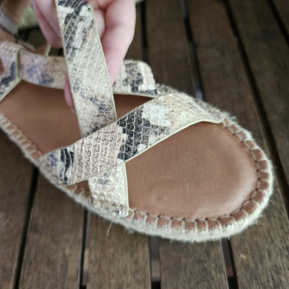 NWOT Madewell the Malia leather espadrille sandals jute soles snake embossed 11 - Picture 6 of 7